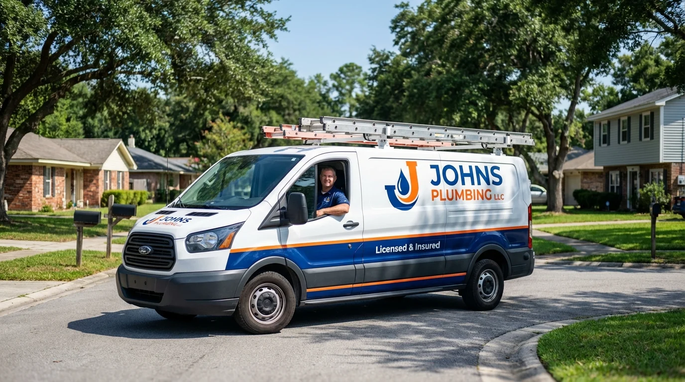 Johns Plumbing LLC service van in New Castle, PA